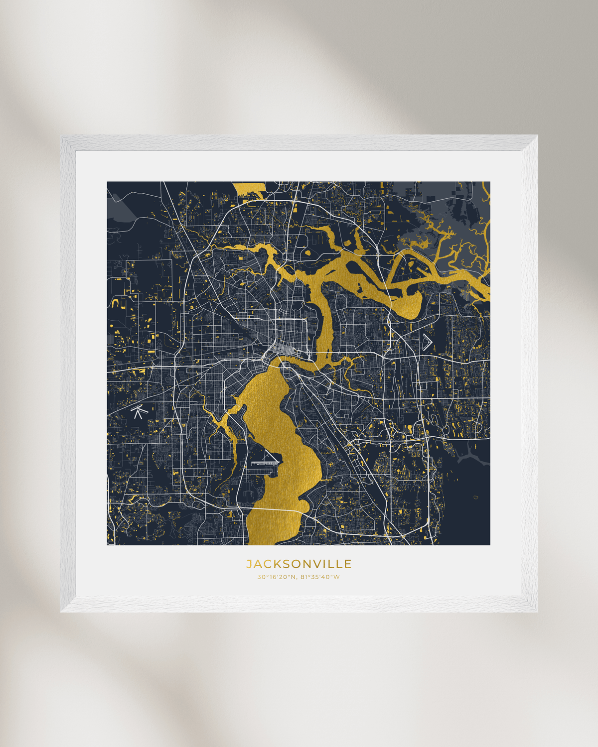 Map of Jacksonville - Gold Foil Fine Art Print