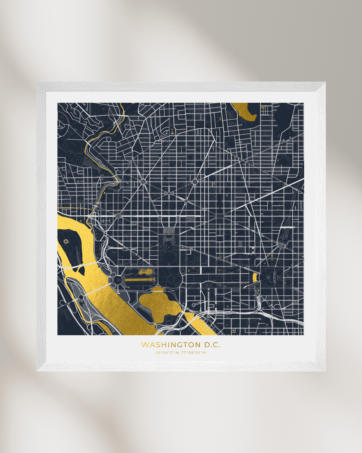 Map of Washington D.C. - Gold Foil Fine Art Print
