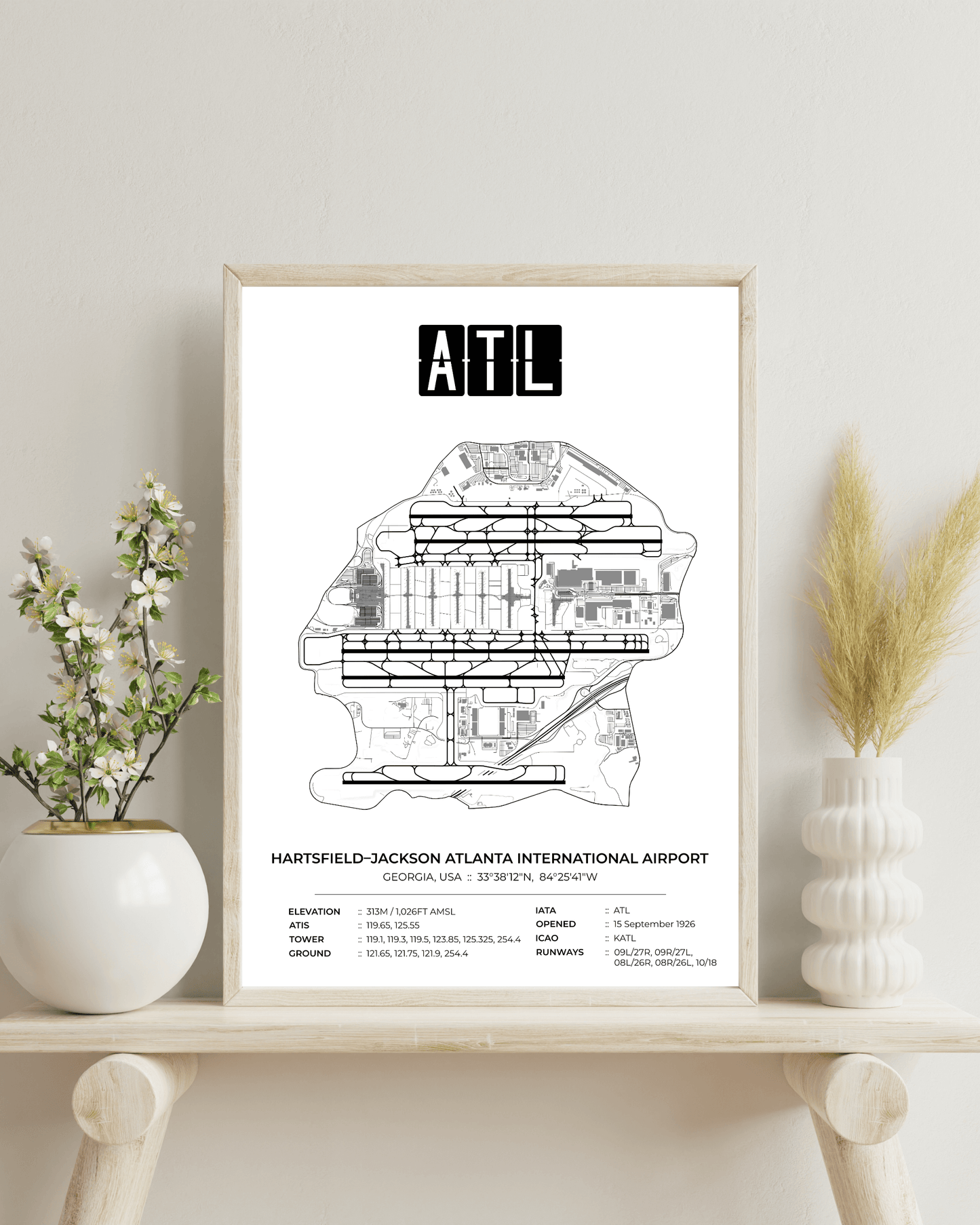 ATL - Hartsfield–Jackson Atlanta International Airport Map Print