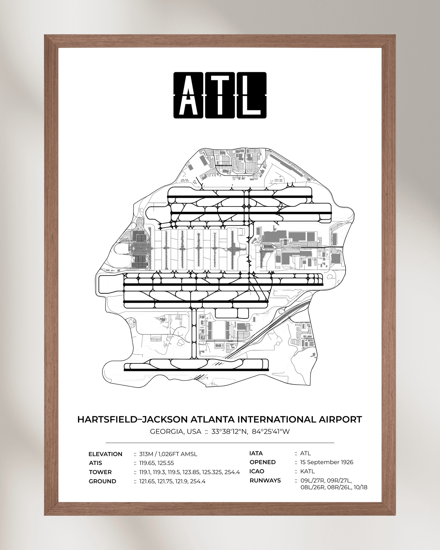 ATL - Hartsfield–Jackson Atlanta International Airport Map Print