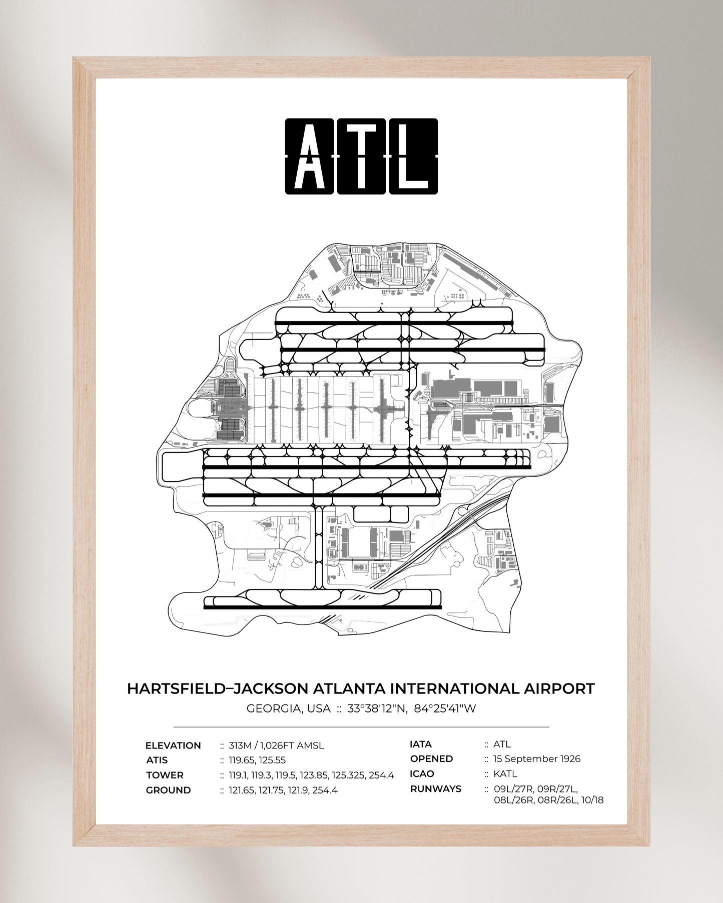 ATL - Hartsfield–Jackson Atlanta International Airport Map Print