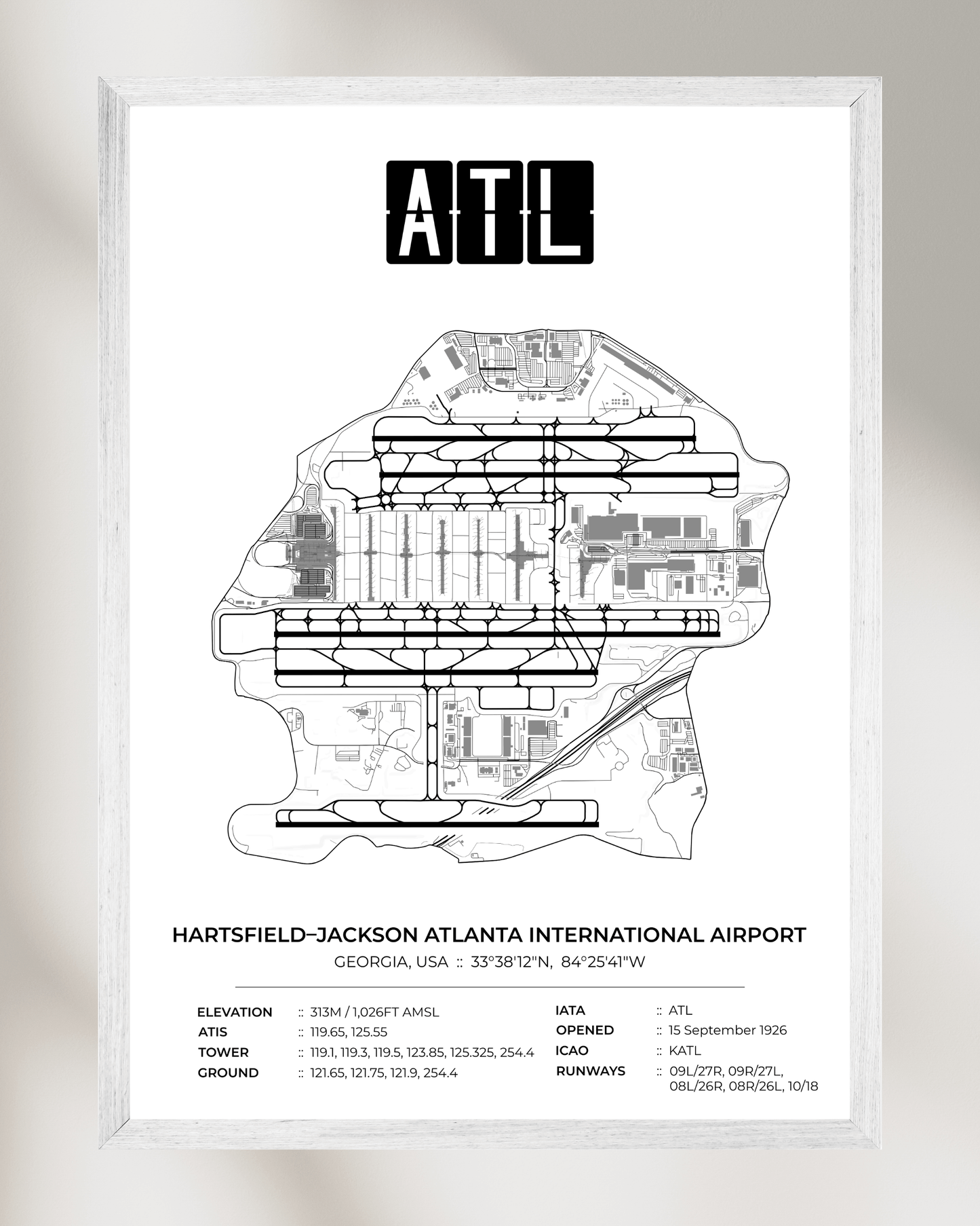 ATL - Hartsfield–Jackson Atlanta International Airport Map Print