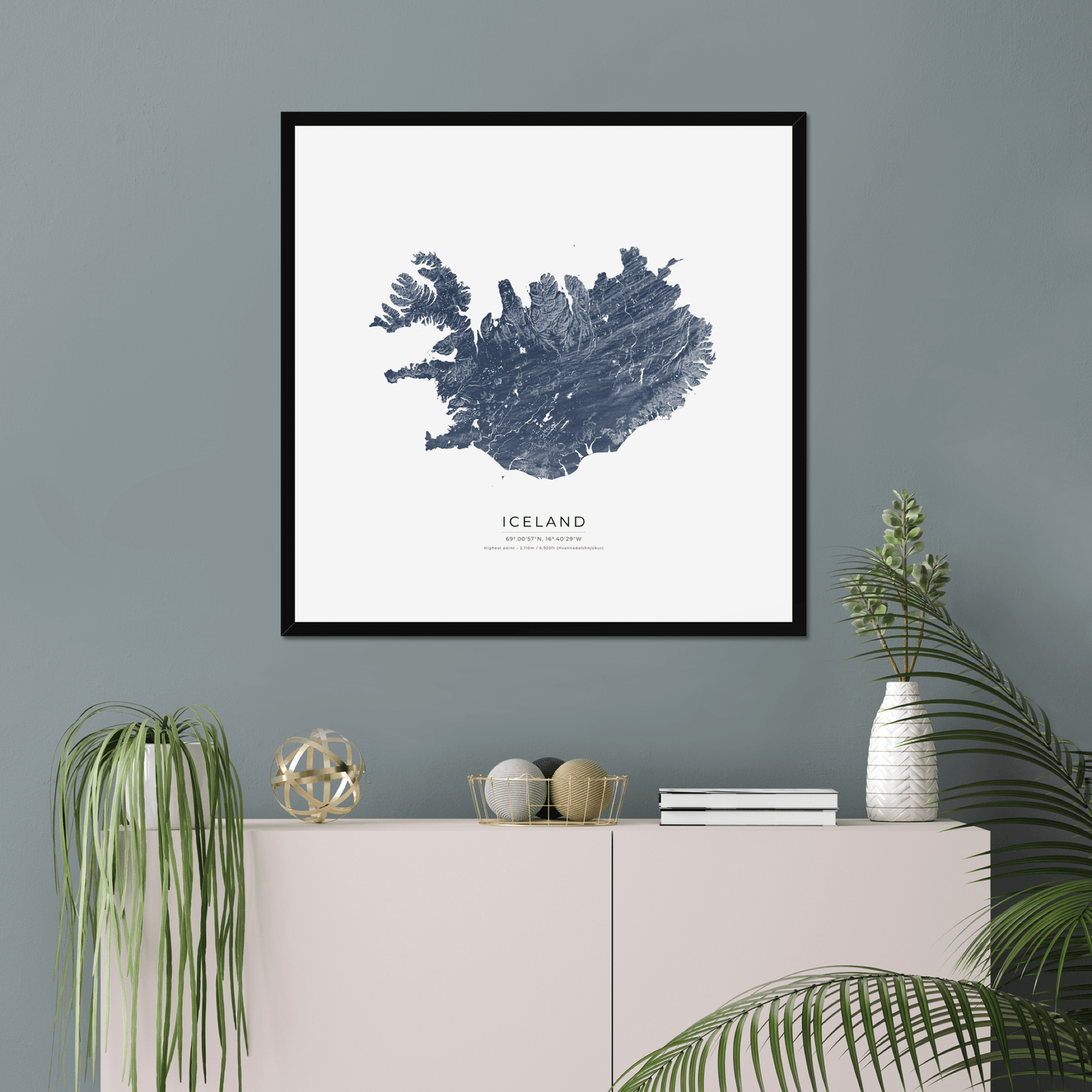 Topographical Map of Iceland - Fine Art Print