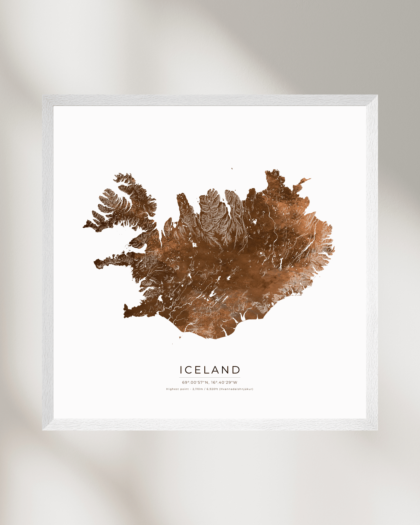 Topographical Map of Iceland - Fine Art Print