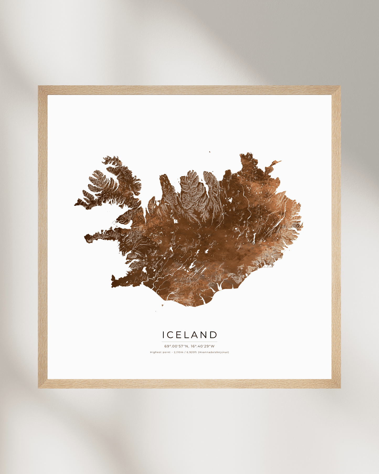 Topographical Map of Iceland - Fine Art Print