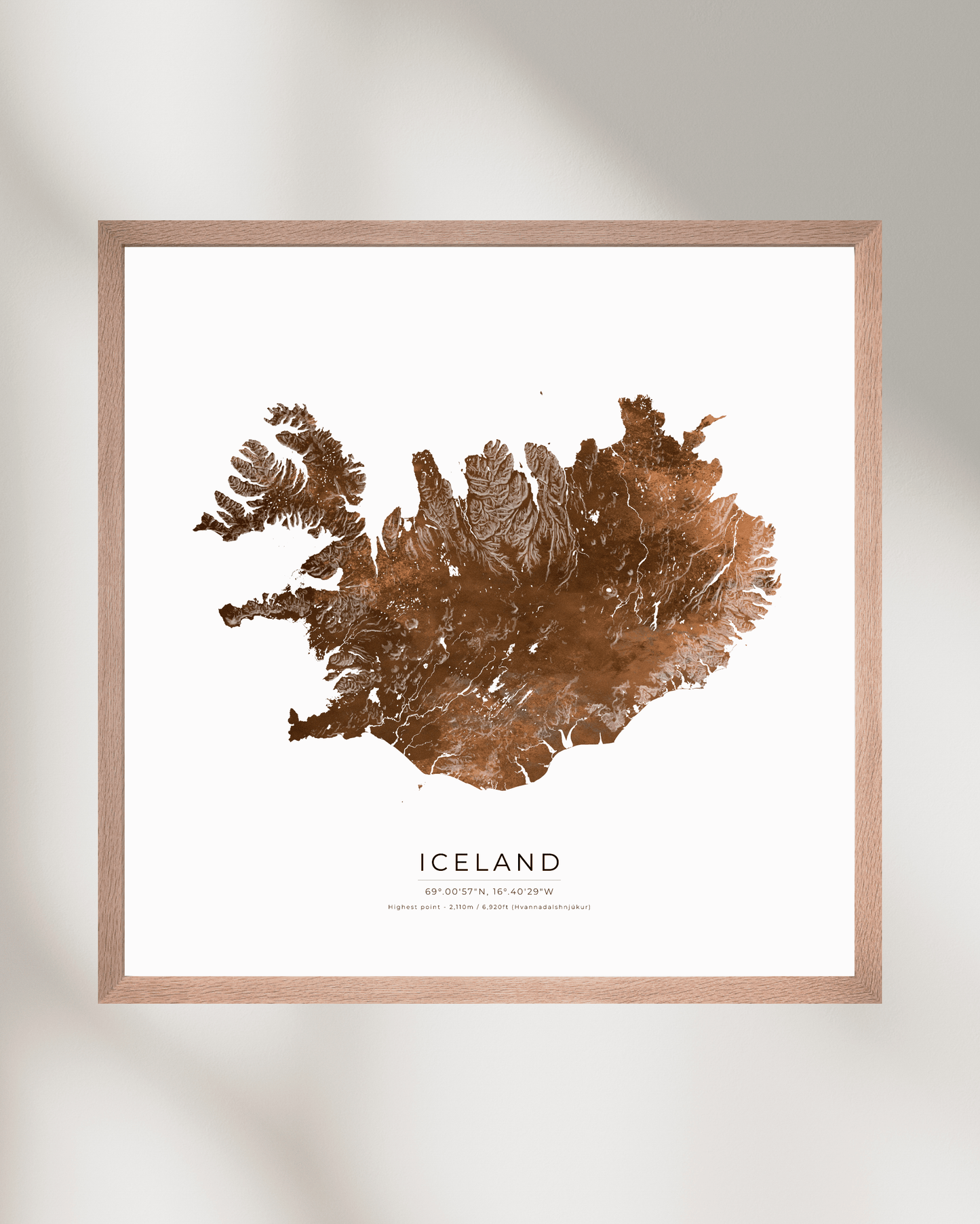Topographical Map of Iceland - Fine Art Print