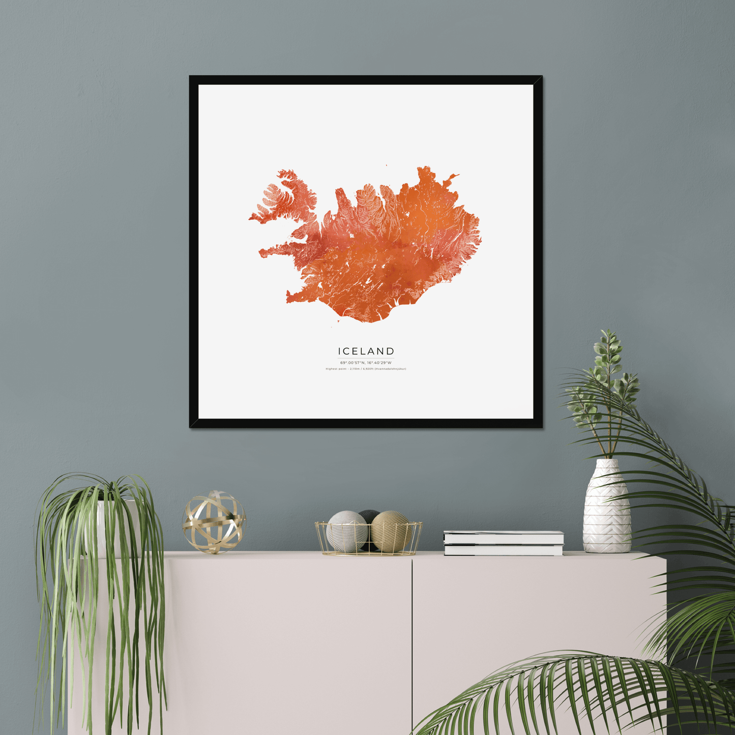Topographical Watercolour Map of Iceland - Fine Art Print