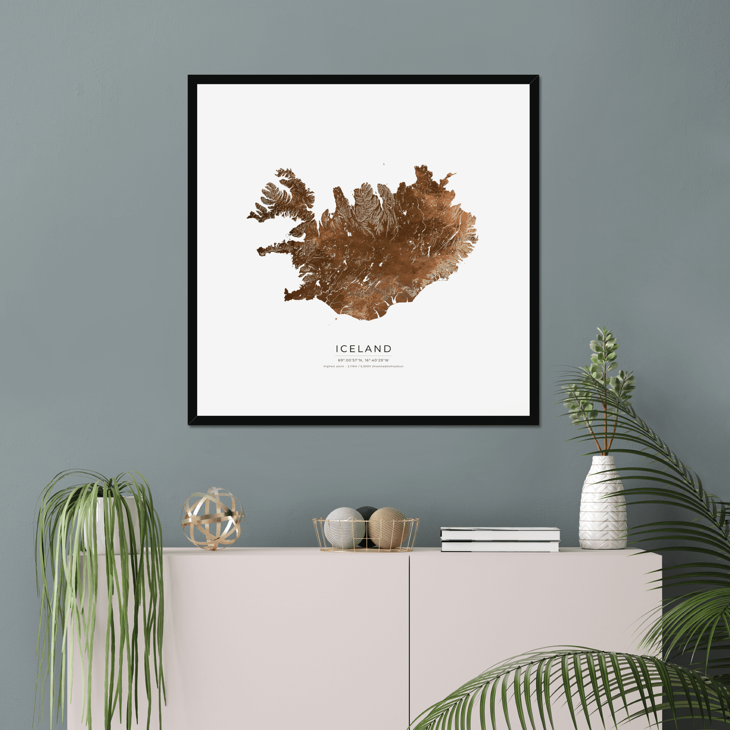 Topographical Map of Iceland - Fine Art Print