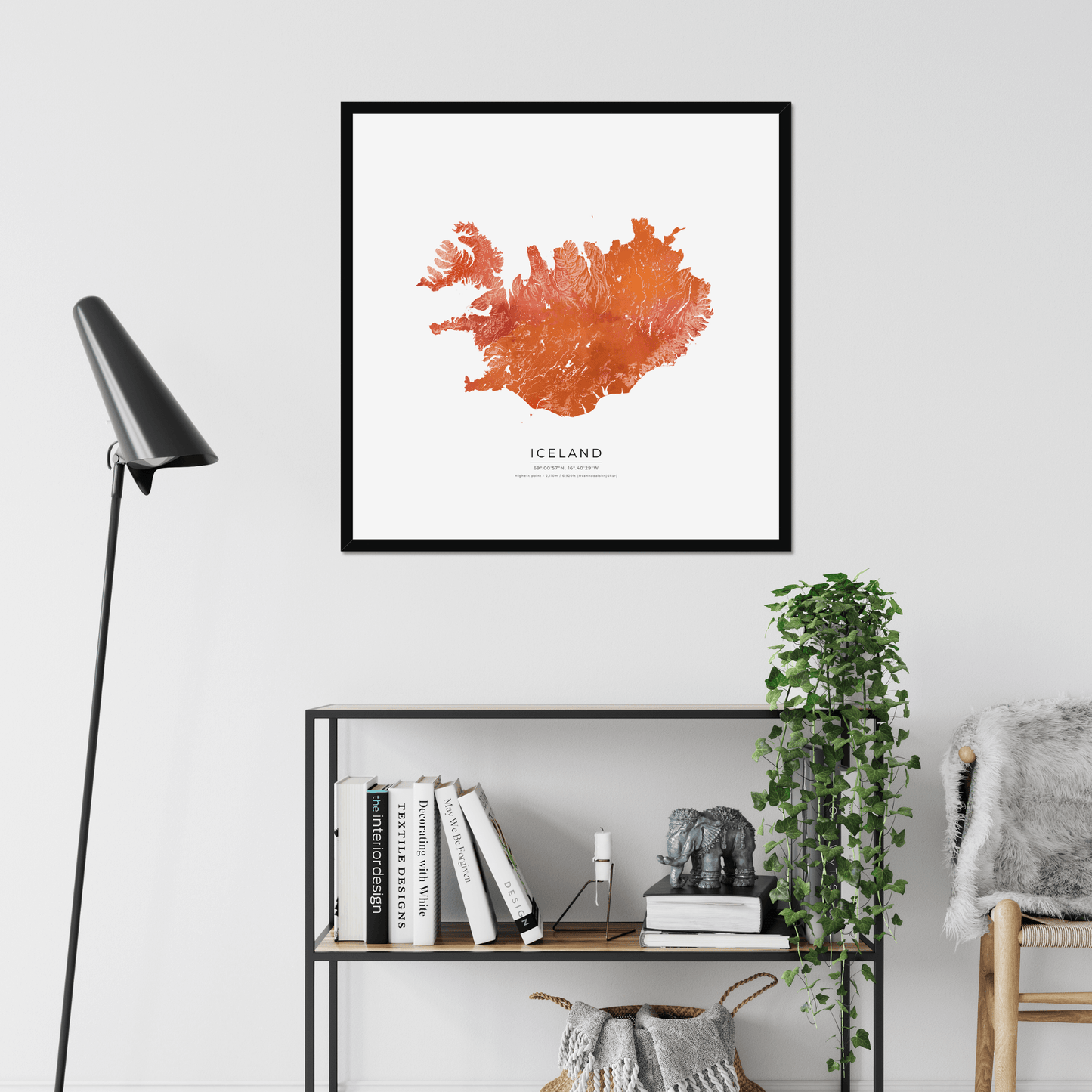 Topographical Watercolour Map of Iceland - Fine Art Print
