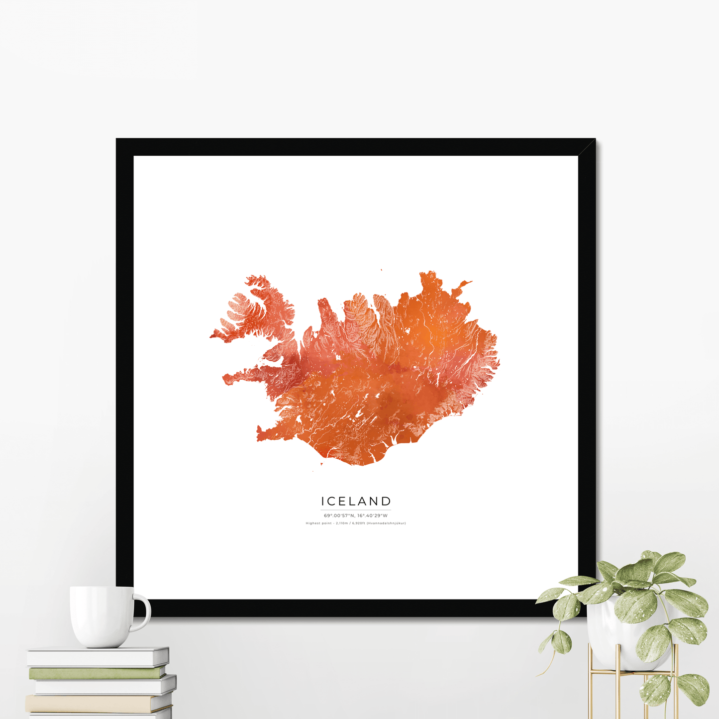 Topographical Watercolour Map of Iceland - Fine Art Print