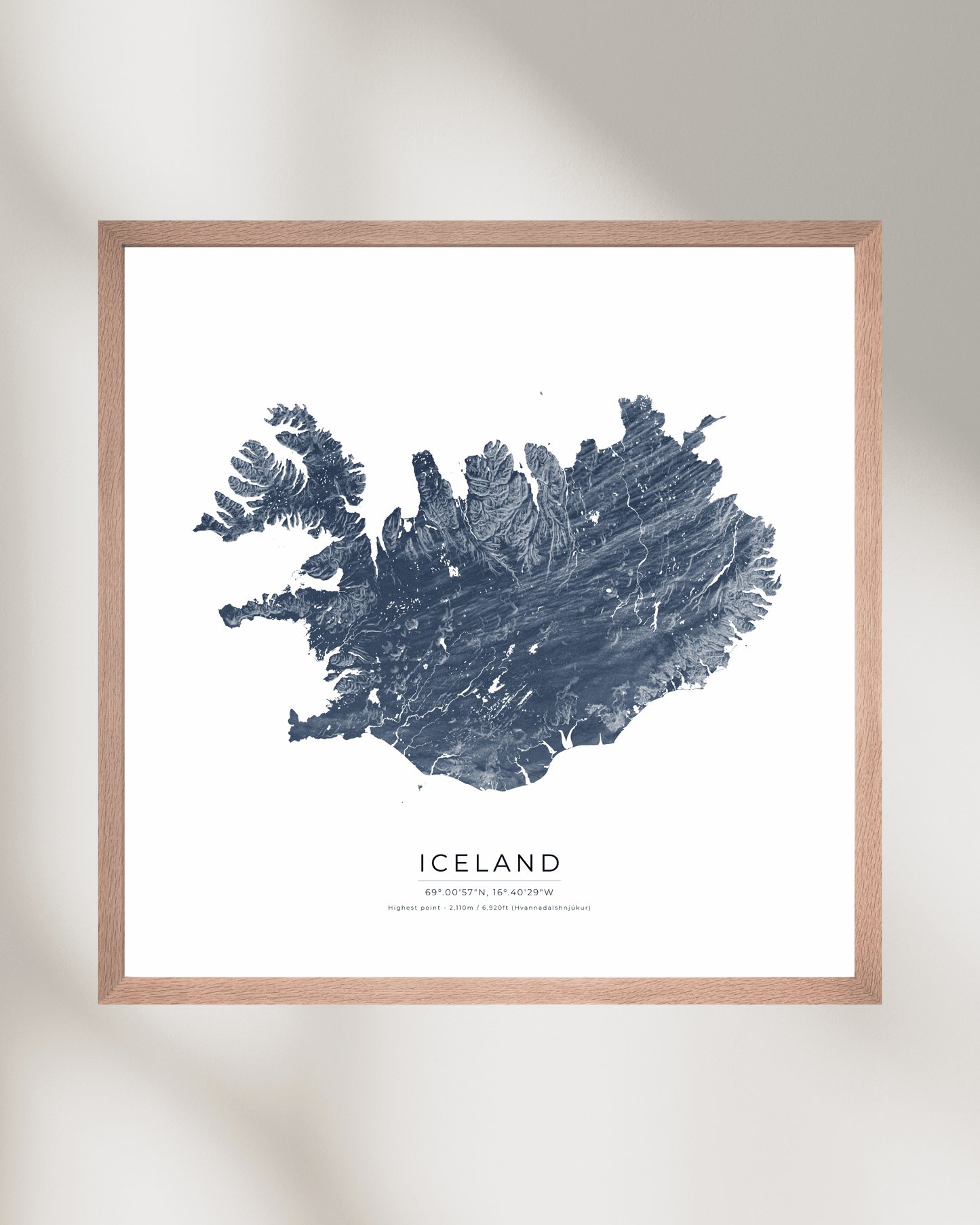 Topographical Map of Iceland - Fine Art Print