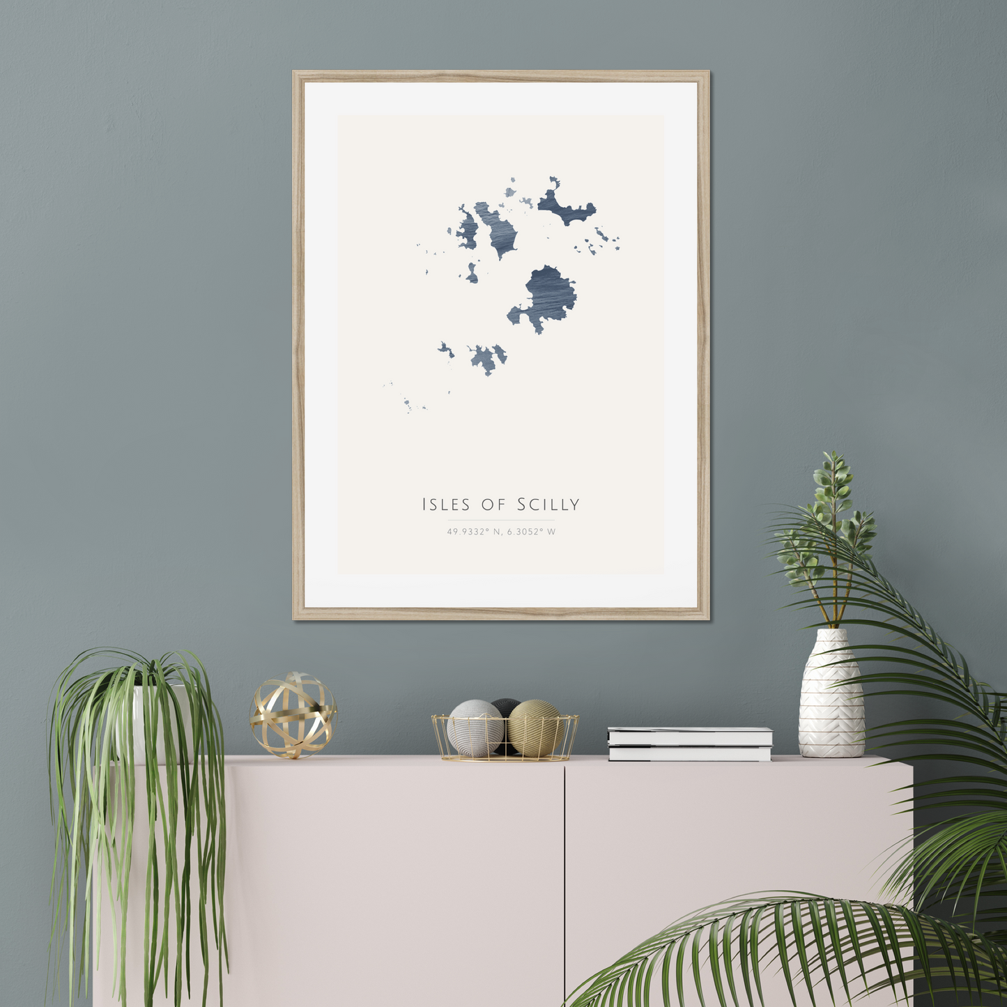 The Scilly Isles - Framed & Mounted Map