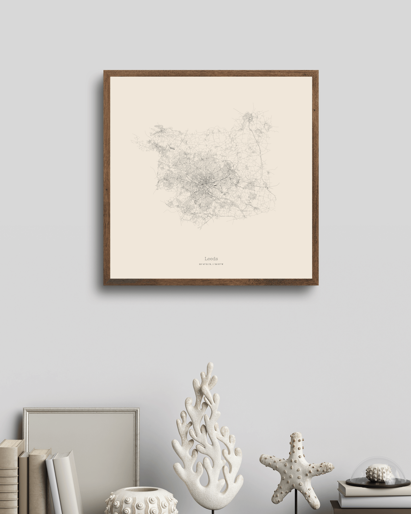 Leeds - Minimalist City Map - Fine Art Print - Taupe