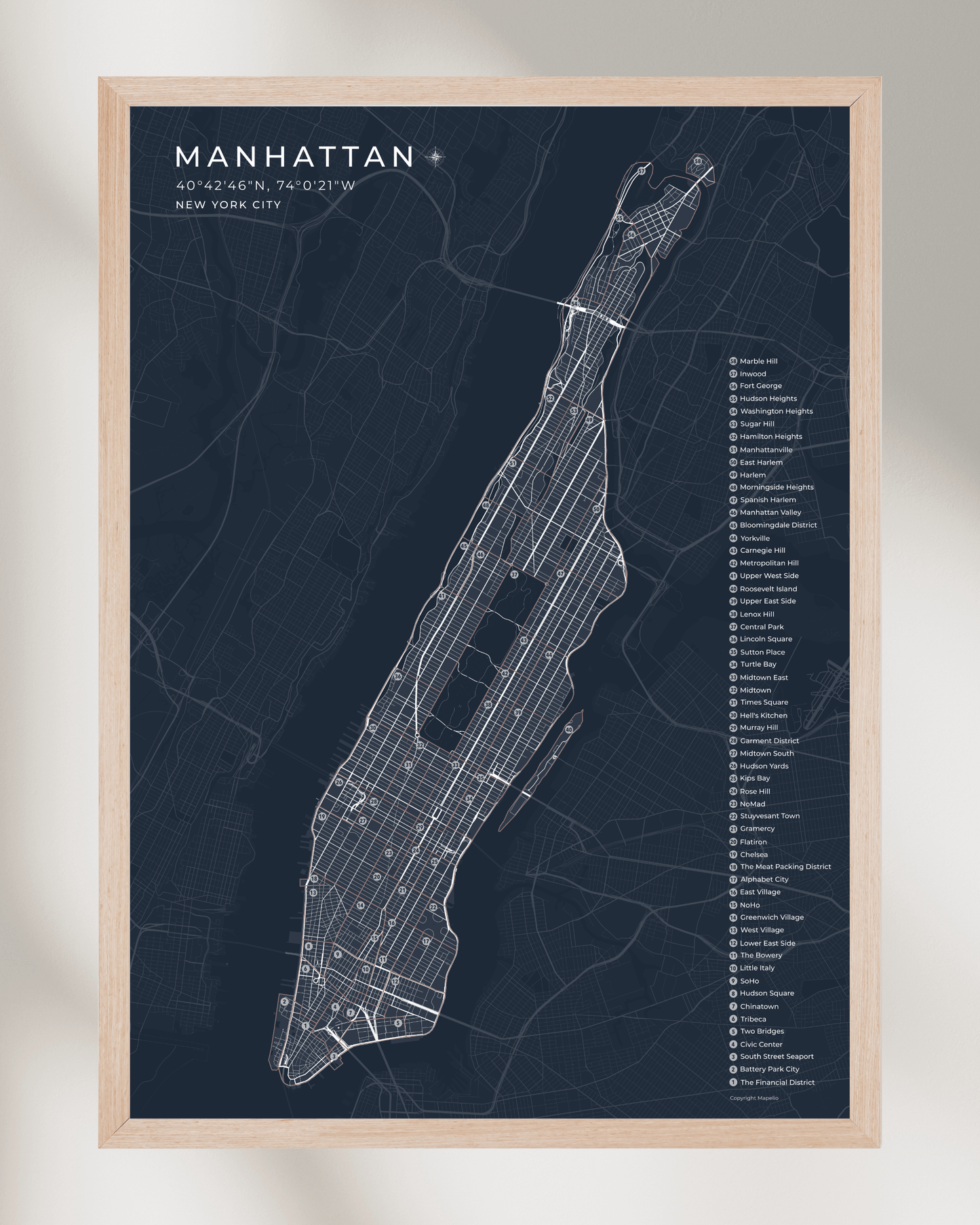 Manhattan Neighbourhood Map Print