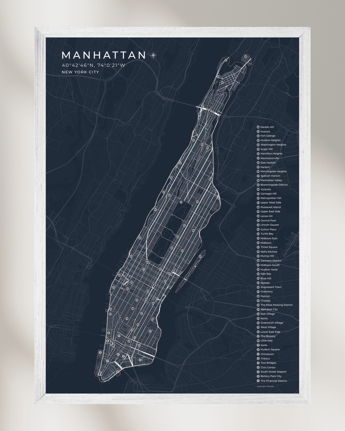 Manhattan Neighbourhood Map Print