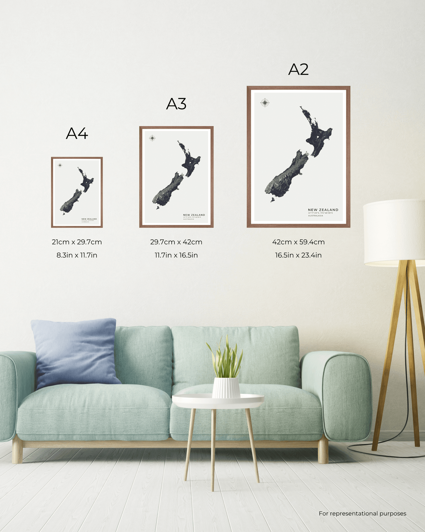 New Zealand - Fine Art Map Print