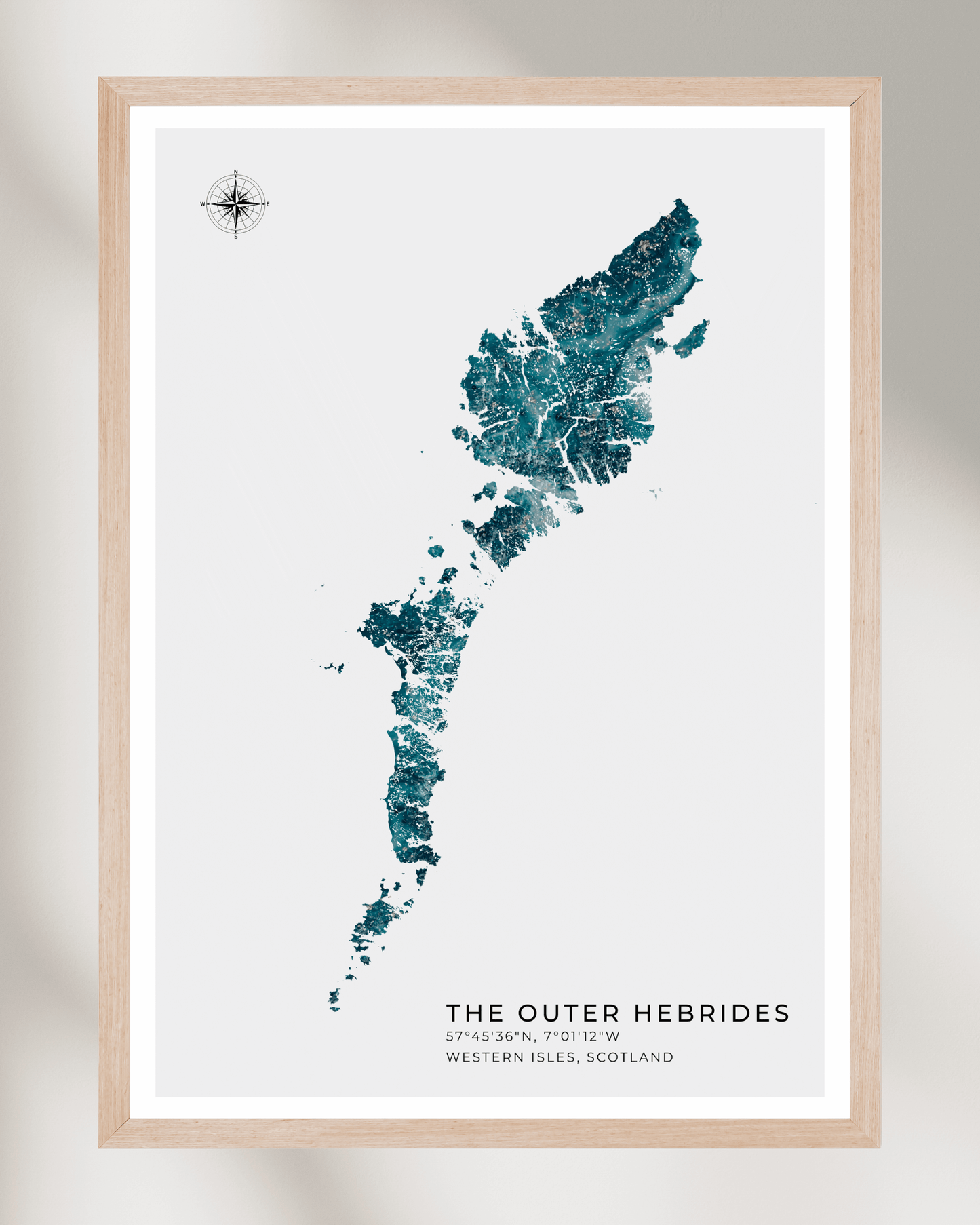 Outer Hebrides / Western Isles Poster - Fine Art Turquoise Map