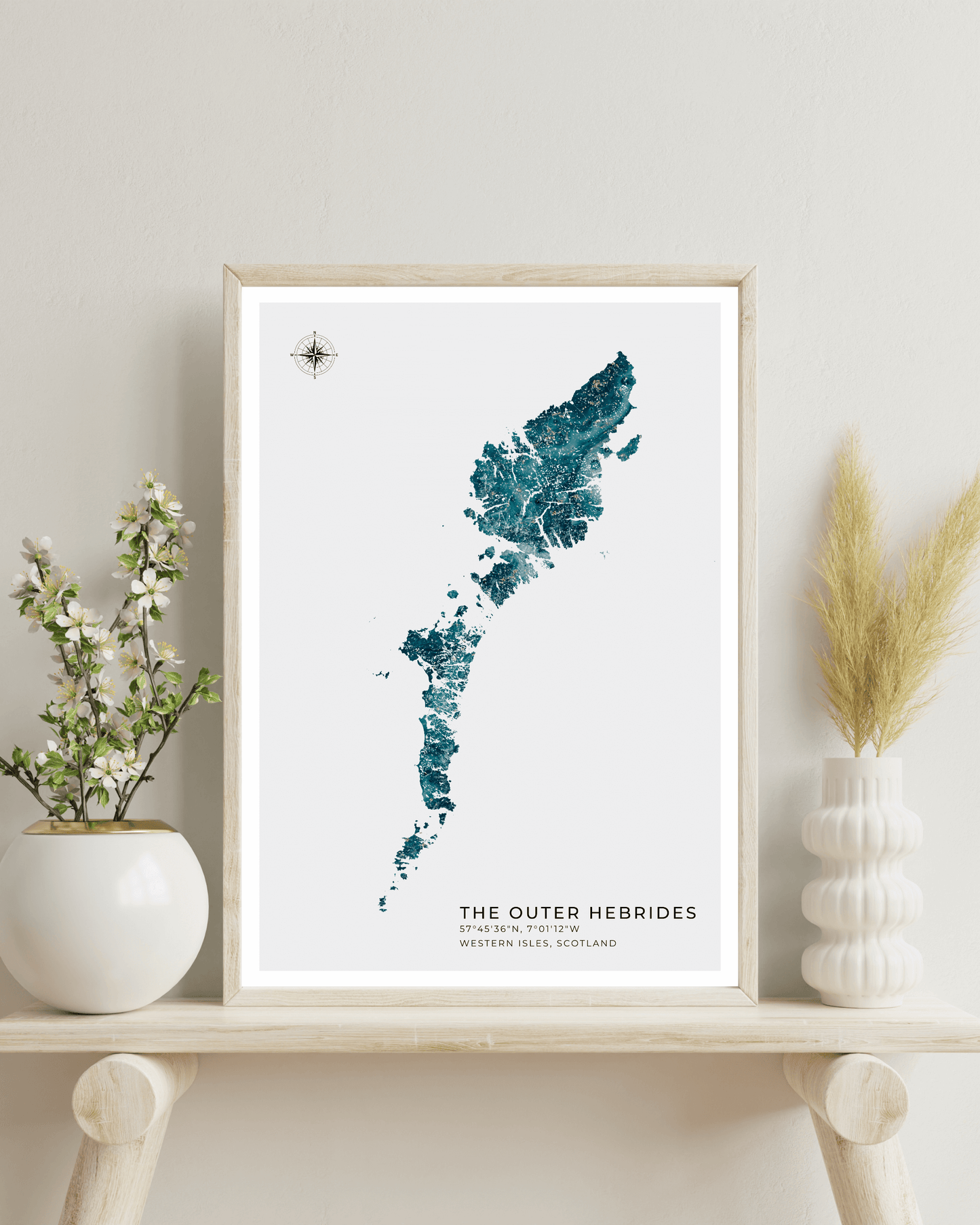 Outer Hebrides / Western Isles Poster - Fine Art Turquoise Map