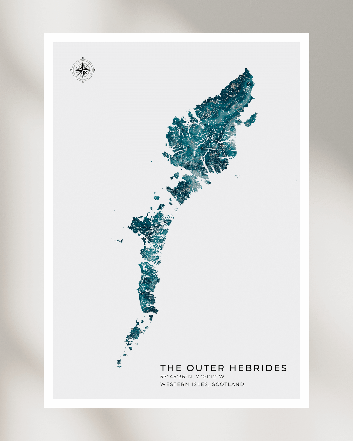 Outer Hebrides / Western Isles Poster - Fine Art Turquoise Map