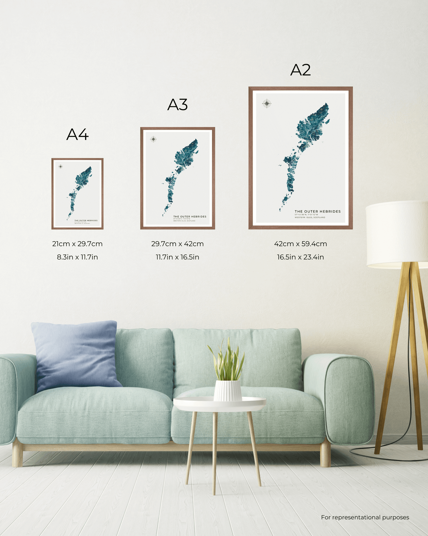 Outer Hebrides / Western Isles Poster - Fine Art Turquoise Map