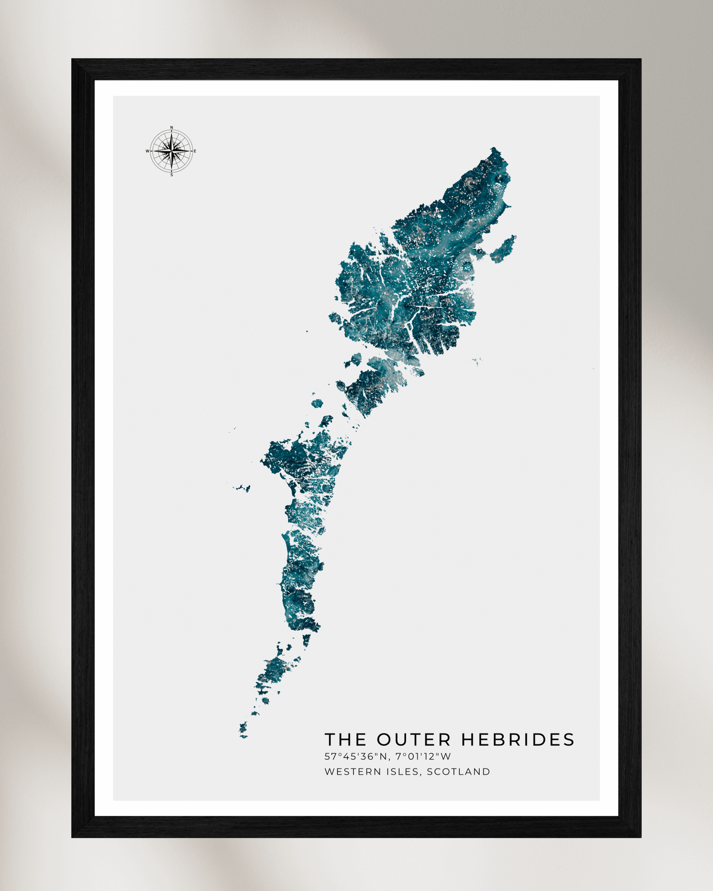 Outer Hebrides / Western Isles Poster - Fine Art Turquoise Map