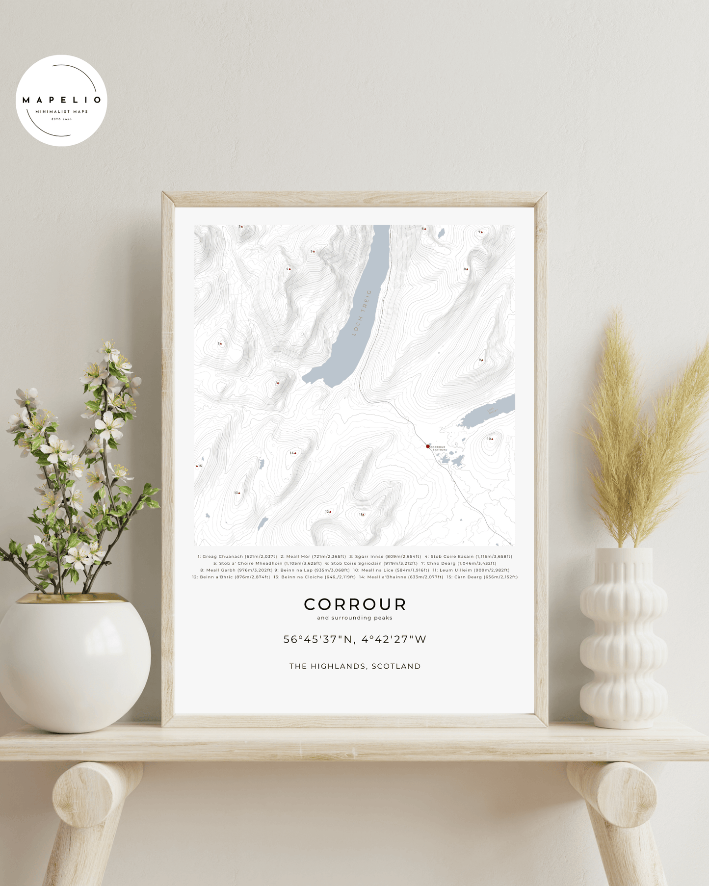 Corrour & Surrounding peaks - Contour Map Print