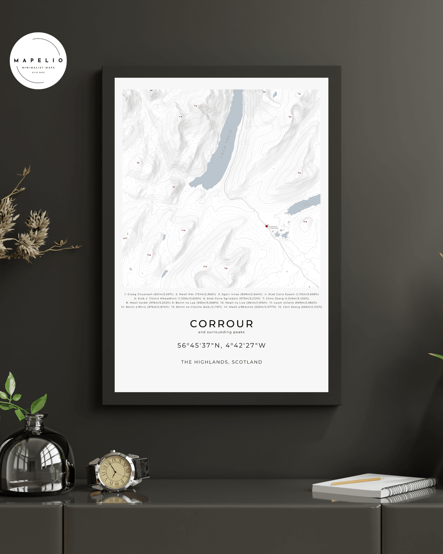 Corrour & Surrounding peaks - Contour Map Print