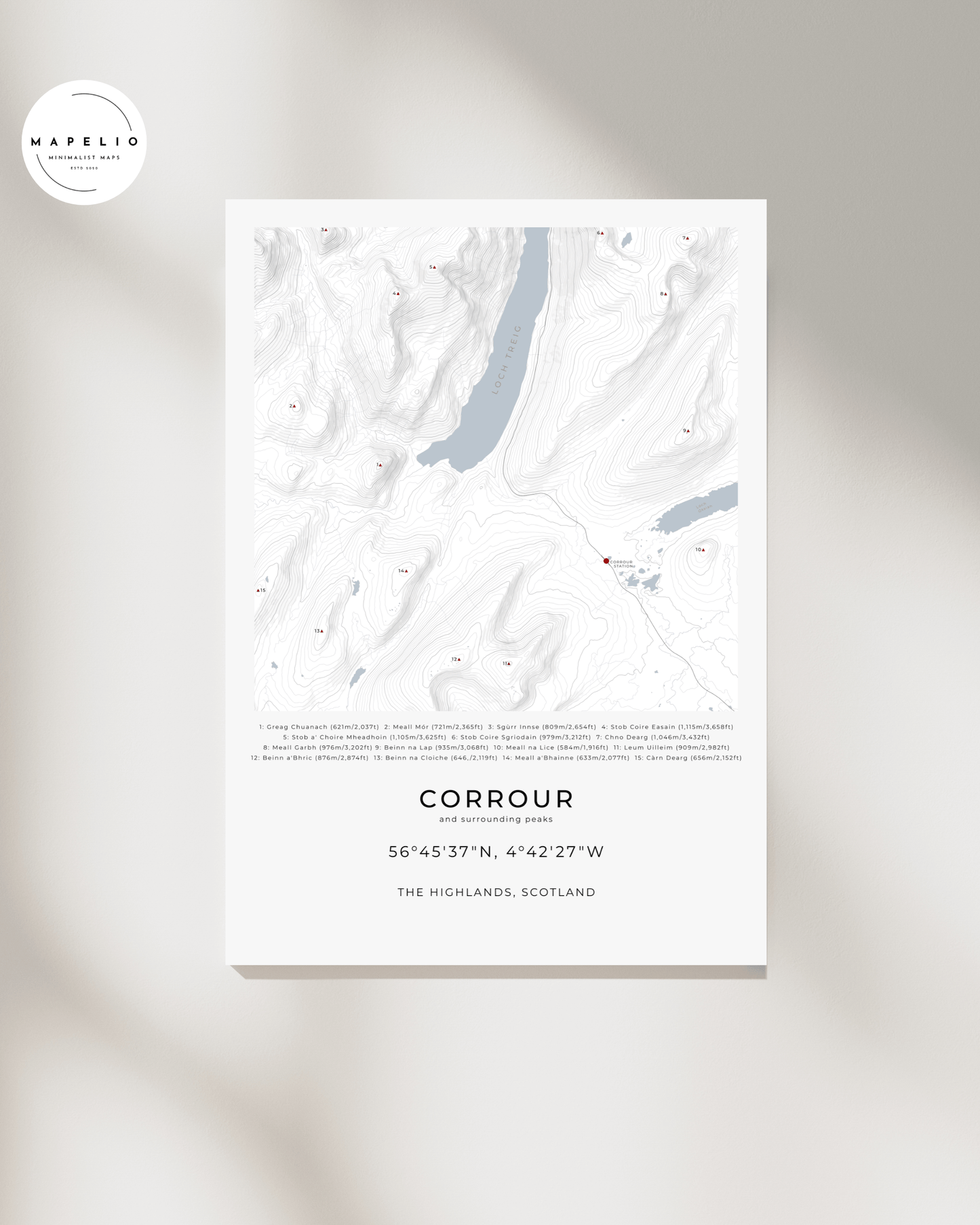 Corrour & Surrounding peaks - Contour Map Print