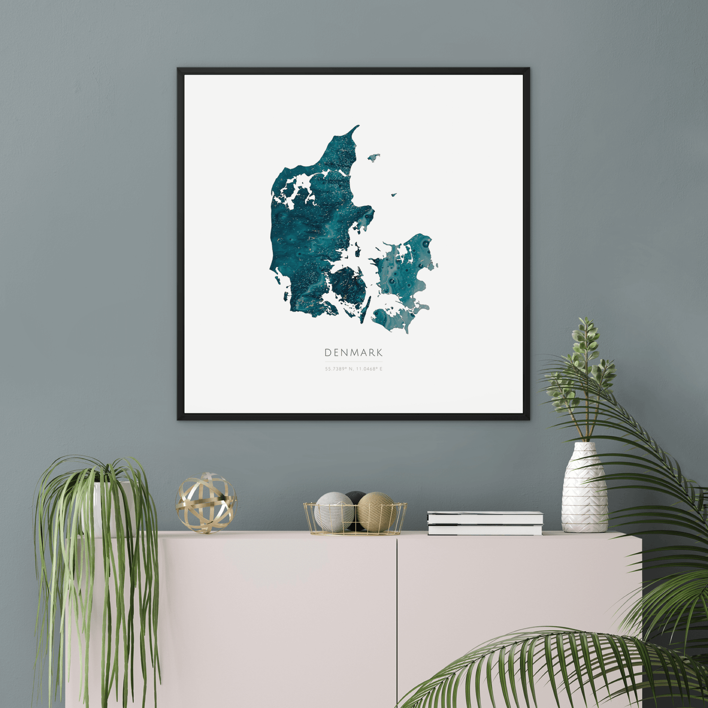 Map of Denmark - Framed & Mounted Print