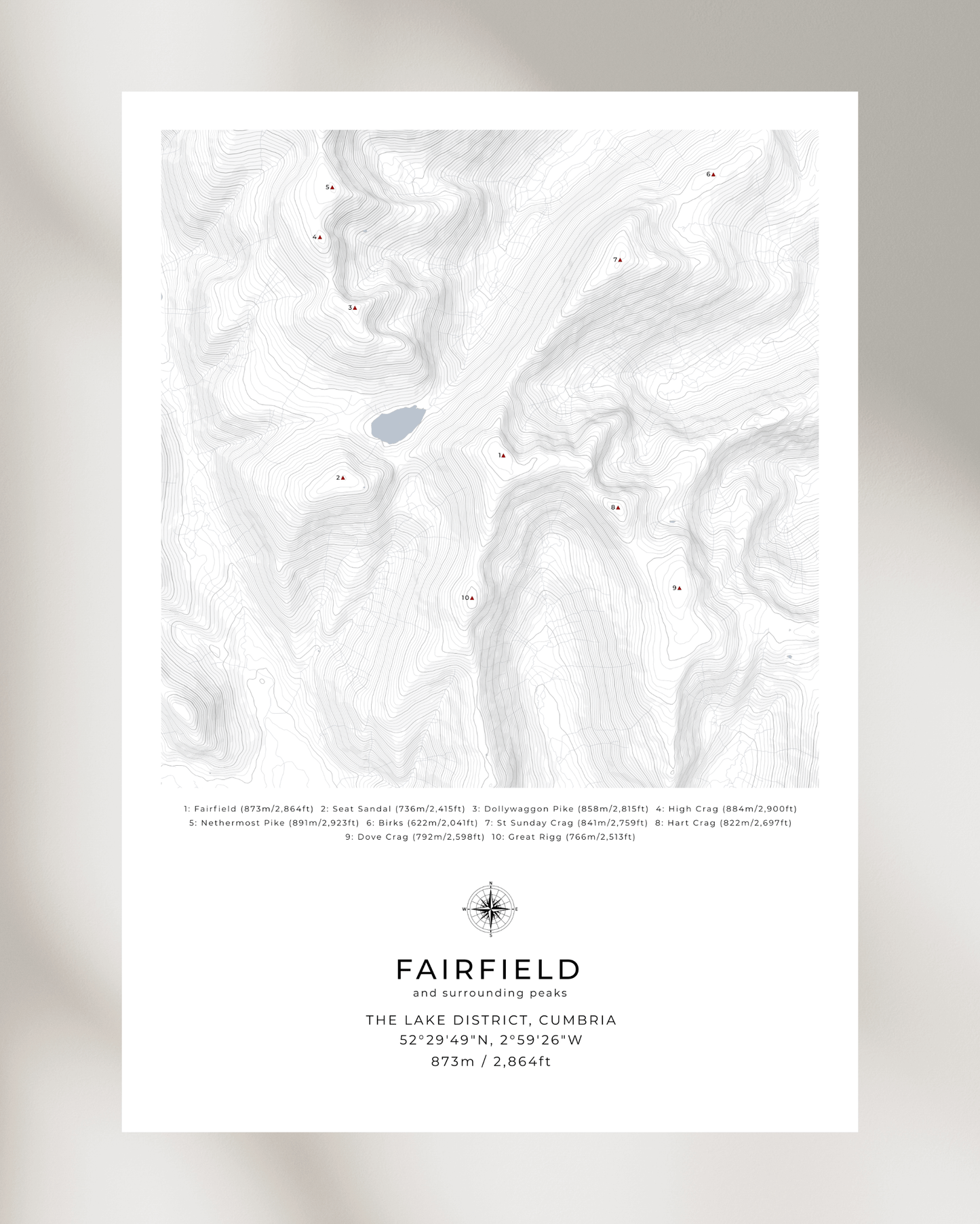 Fairfield & Surrounding peaks - Contour Map