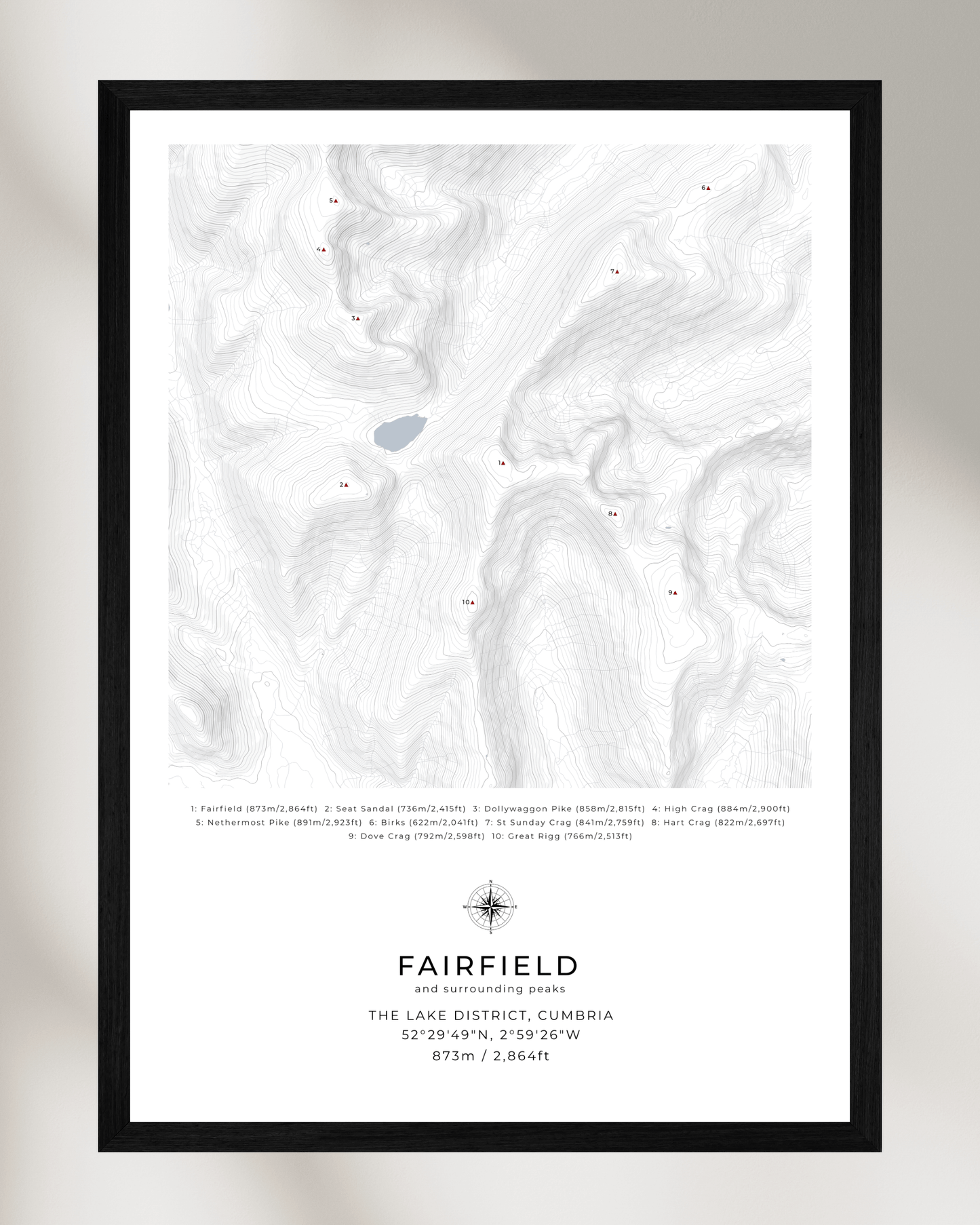 Fairfield & Surrounding peaks - Contour Map