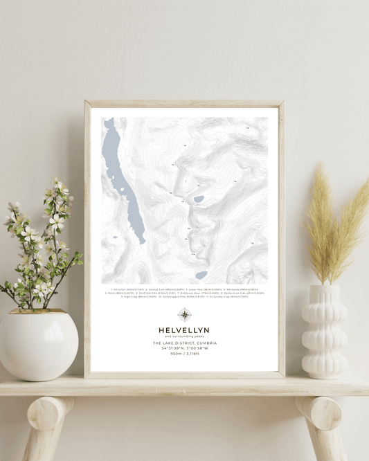 Helvellyn & Surrounding peaks - Contour Map