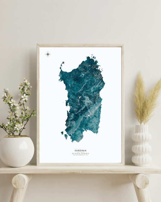 Sardinia - Fine Art Topographical Map