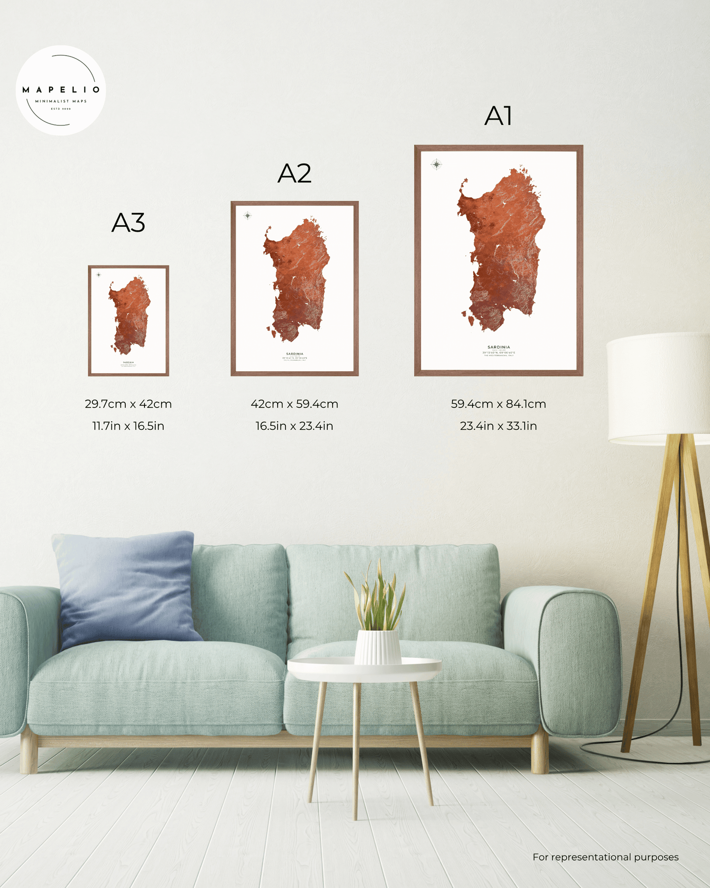 Sardinia - Fine Art Topographical Map