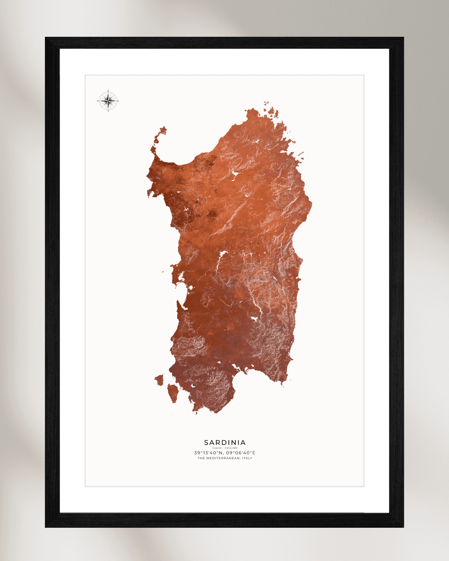 Sardinia - Fine Art Topographical Map