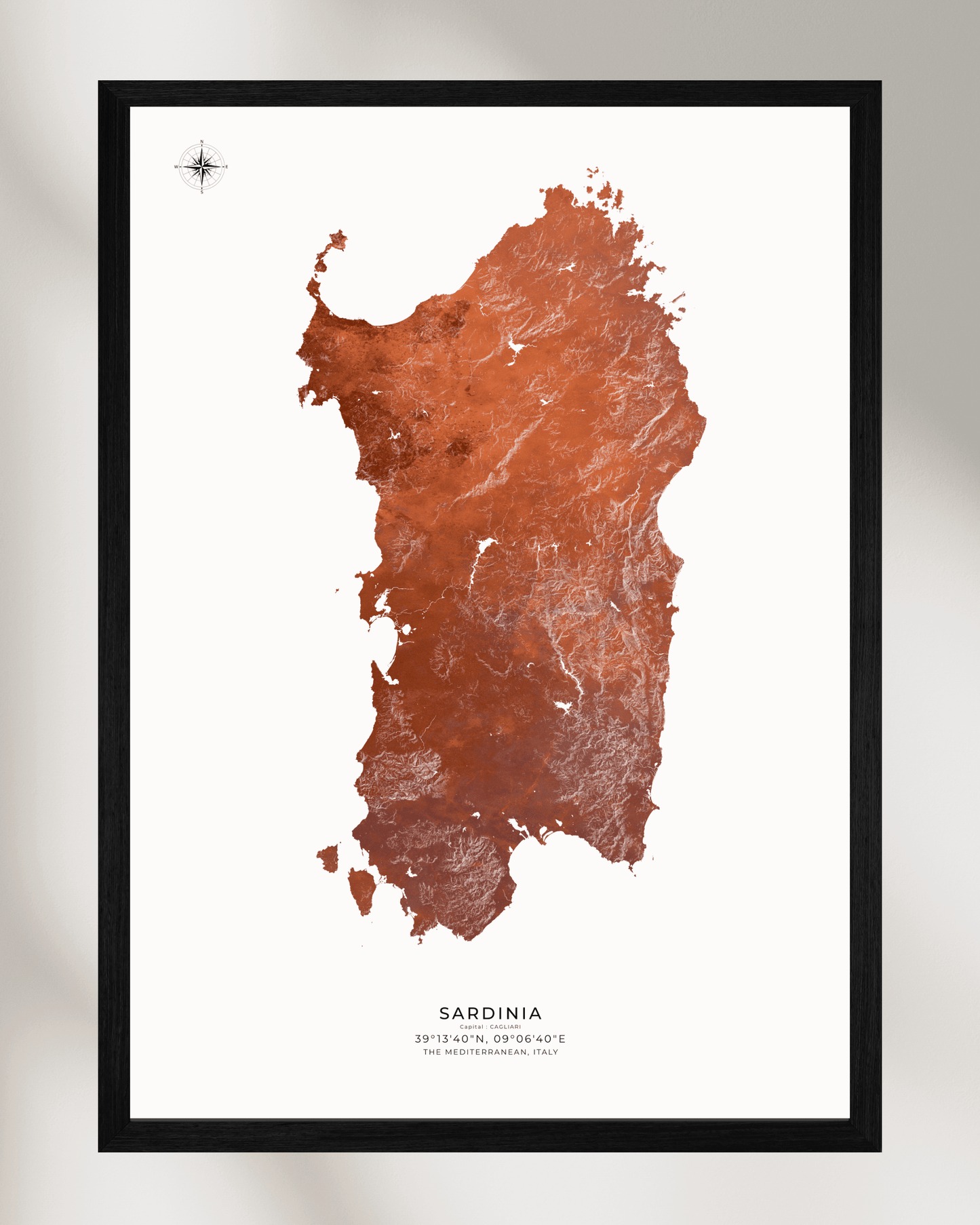 Sardinia - Fine Art Topographical Map