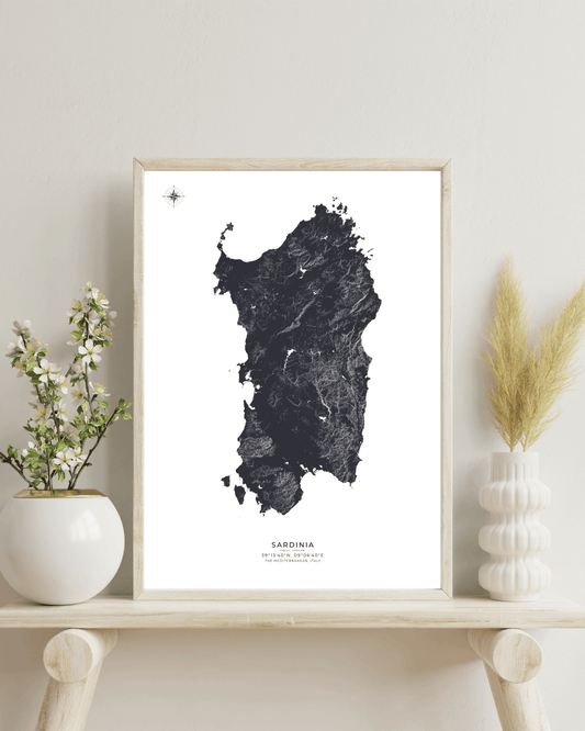 Sardinia - Fine Art Topographical Map