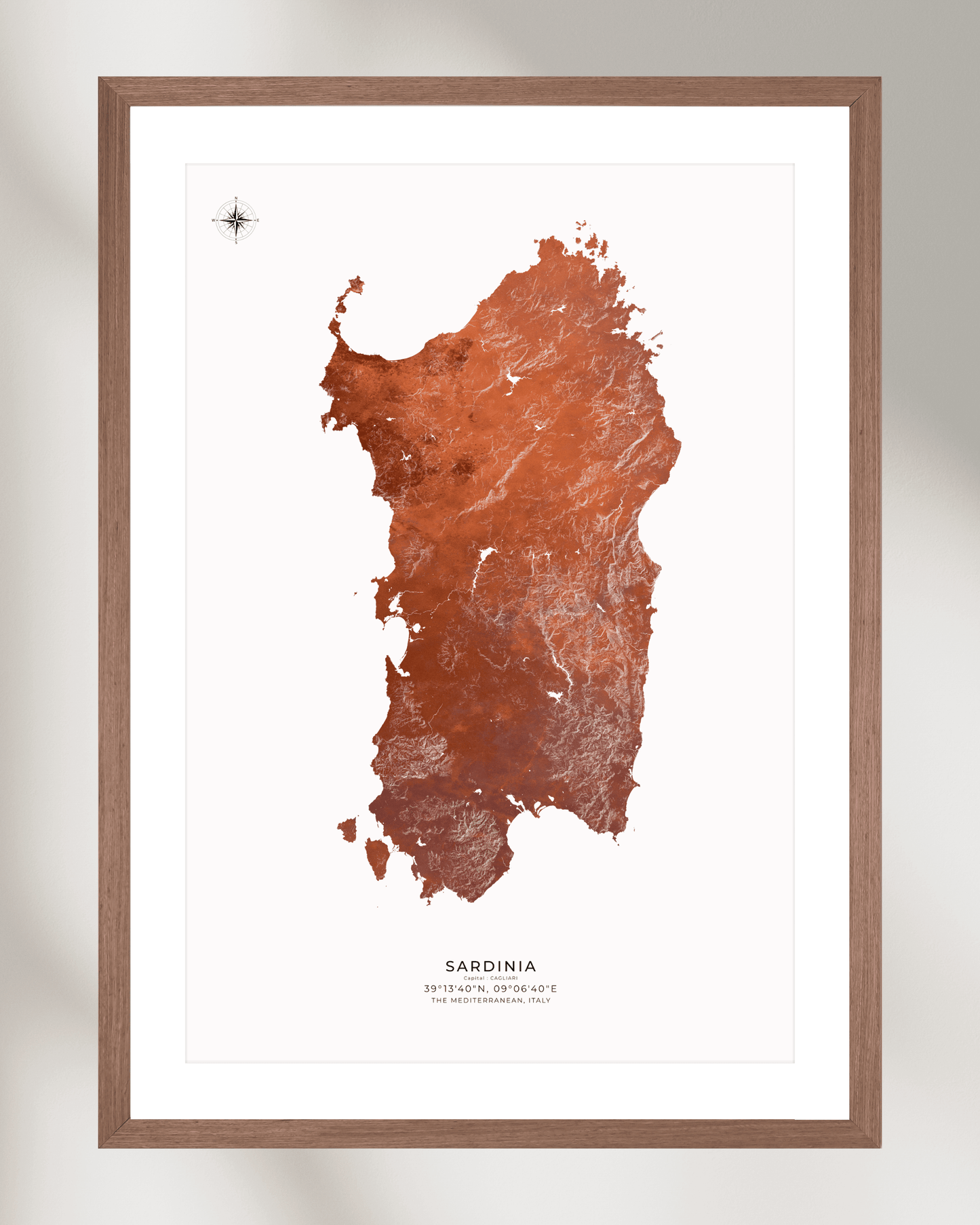 Sardinia - Fine Art Topographical Map