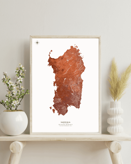 Sardinia - Fine Art Topographical Map
