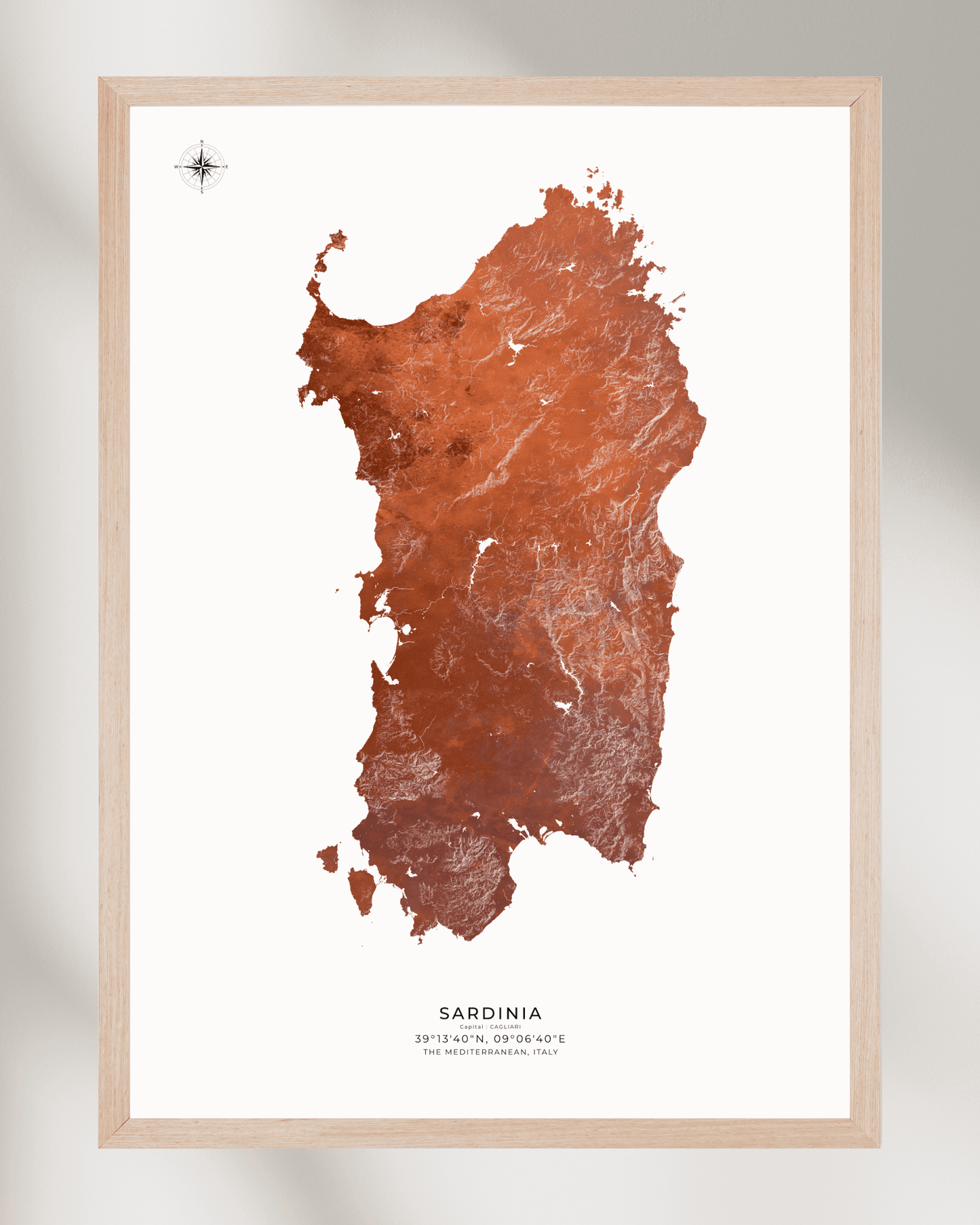 Sardinia - Fine Art Topographical Map