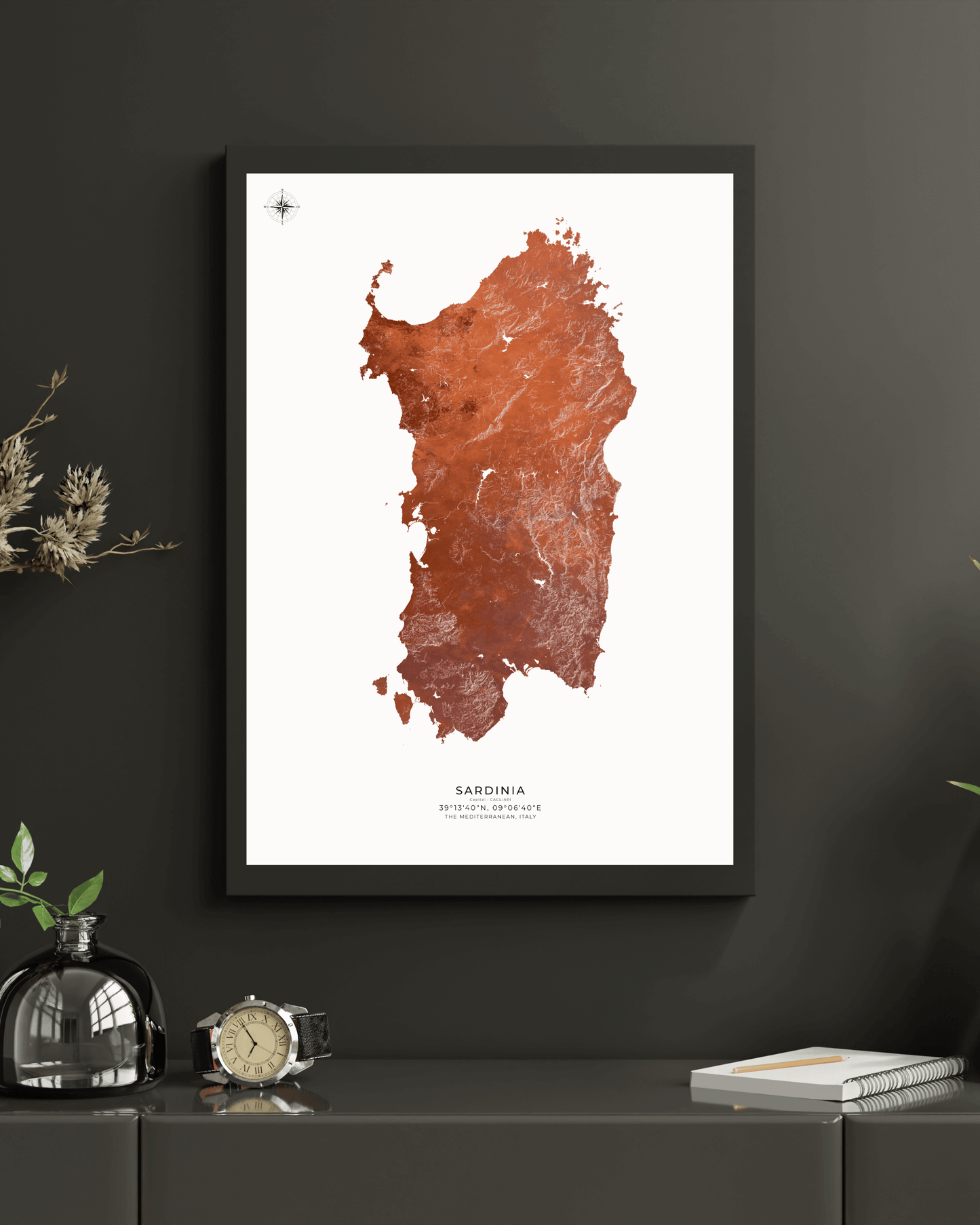 Sardinia - Fine Art Topographical Map