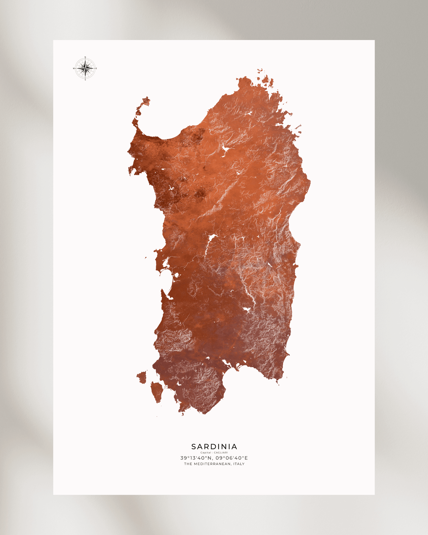 Sardinia - Fine Art Topographical Map