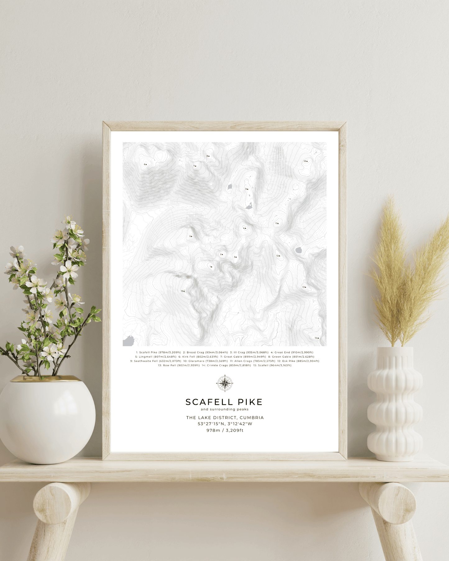 Scafell Pike & Surrounding peaks - Contour Map