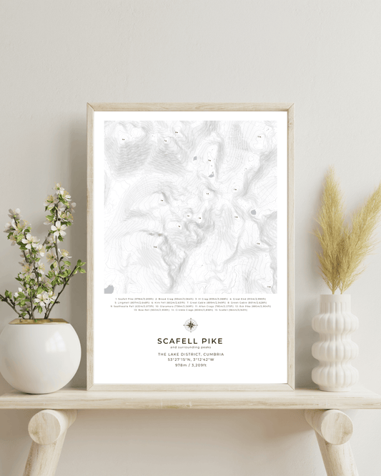 Scafell Pike & Surrounding peaks - Contour Map