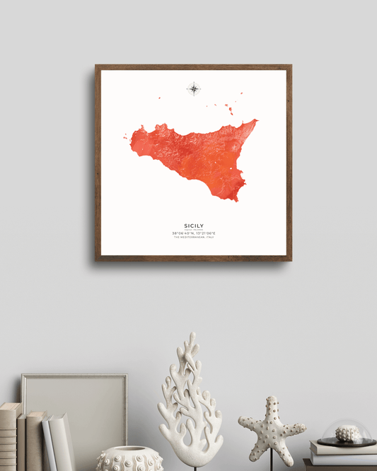 Sicily - Fine Art Watercolour Map