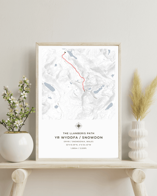 Snowdon - Llanberis Path Contour Map Poster
