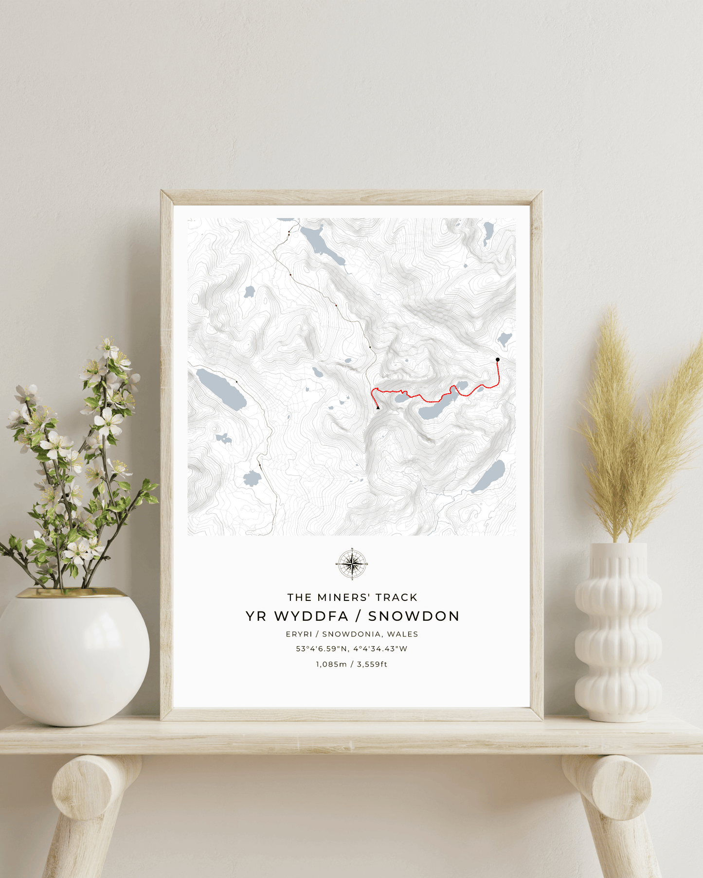 Snowdon - Miners' Track Contour Map Poster