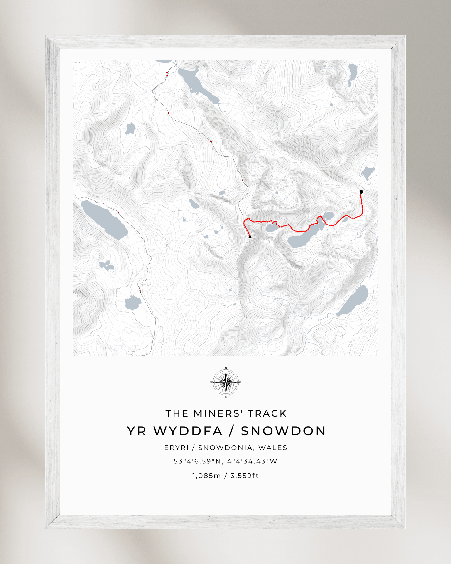 Snowdon - Miners' Track Contour Map Poster