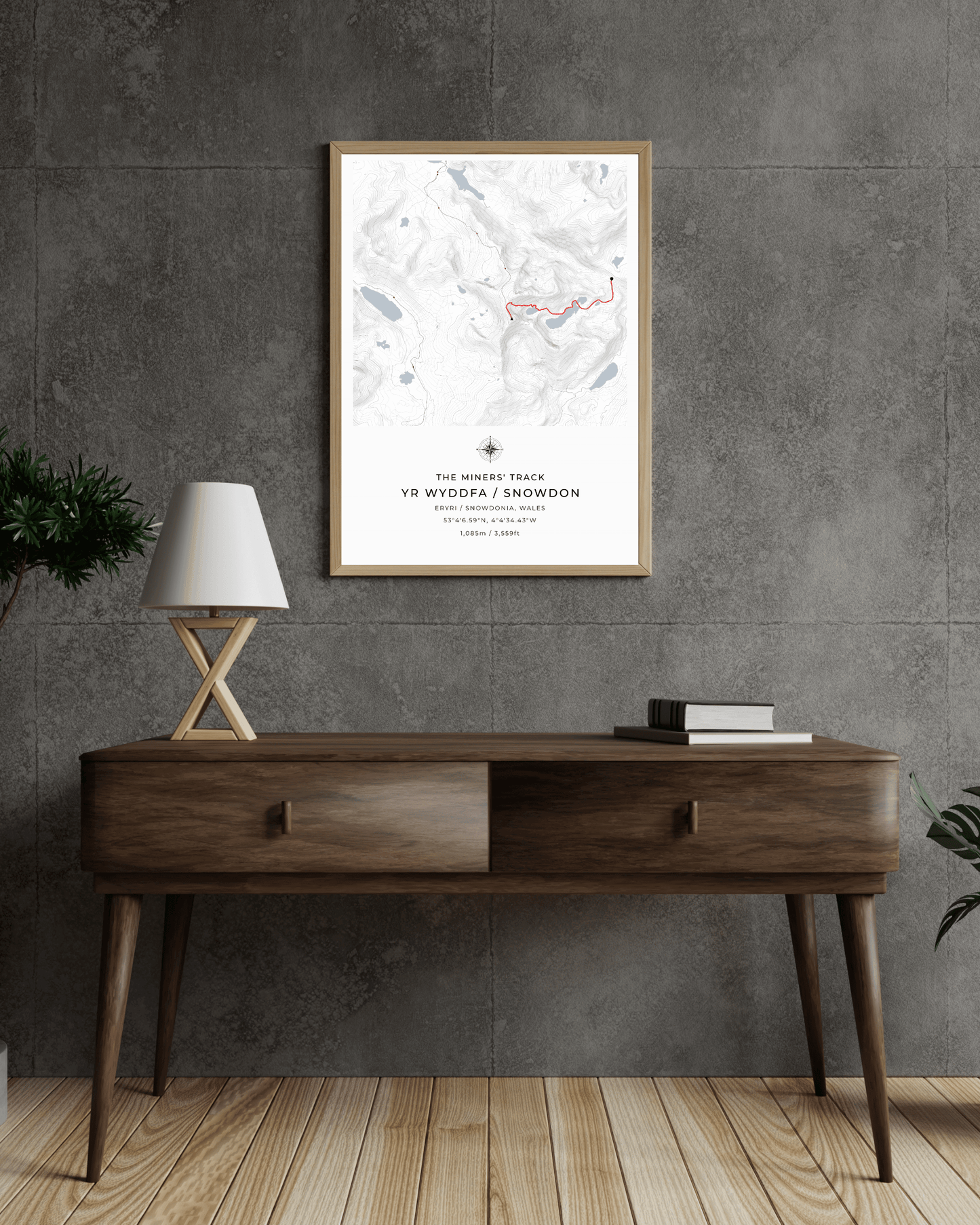 Snowdon - Miners' Track Contour Map Poster