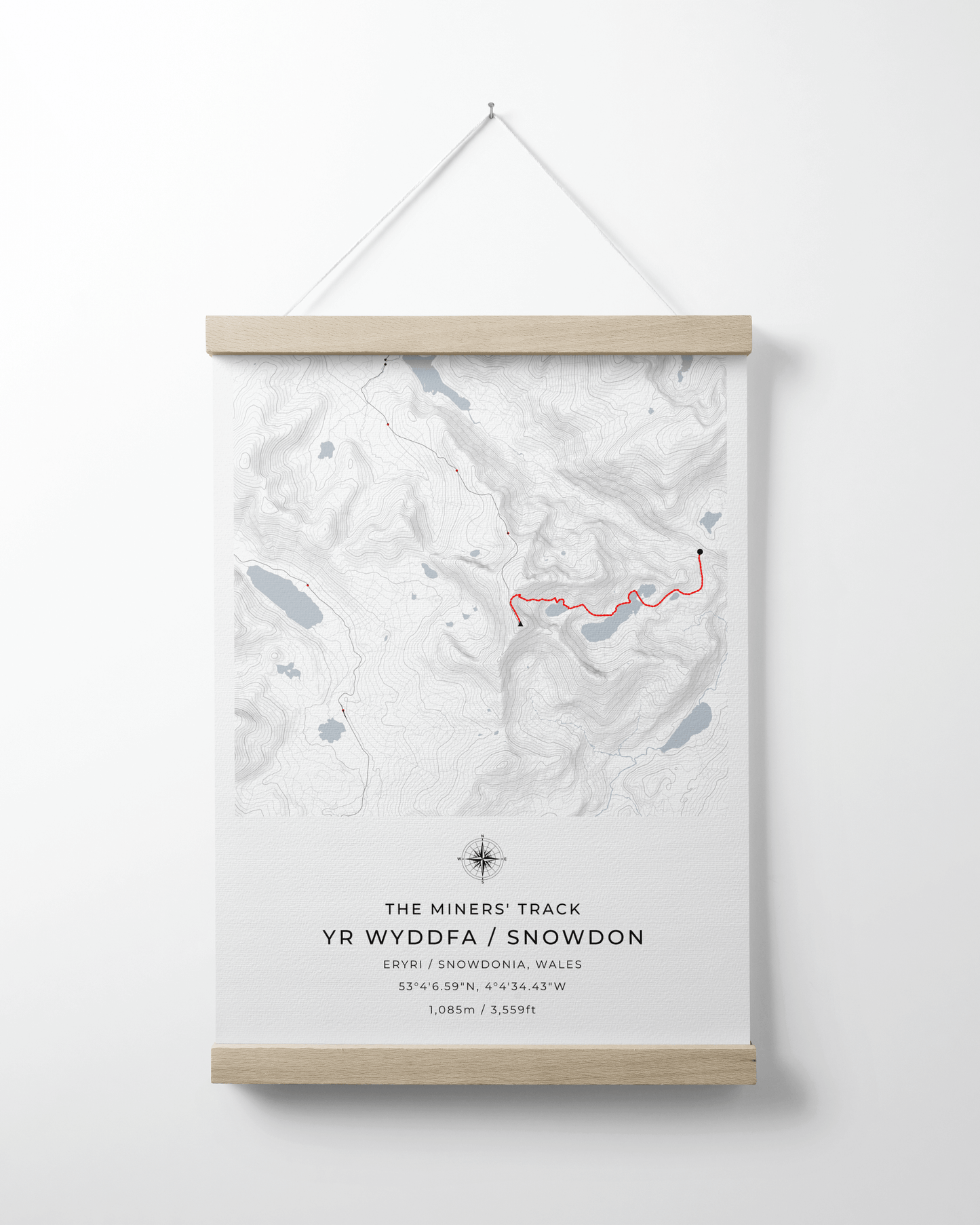 Snowdon - Miners' Track Contour Map Poster